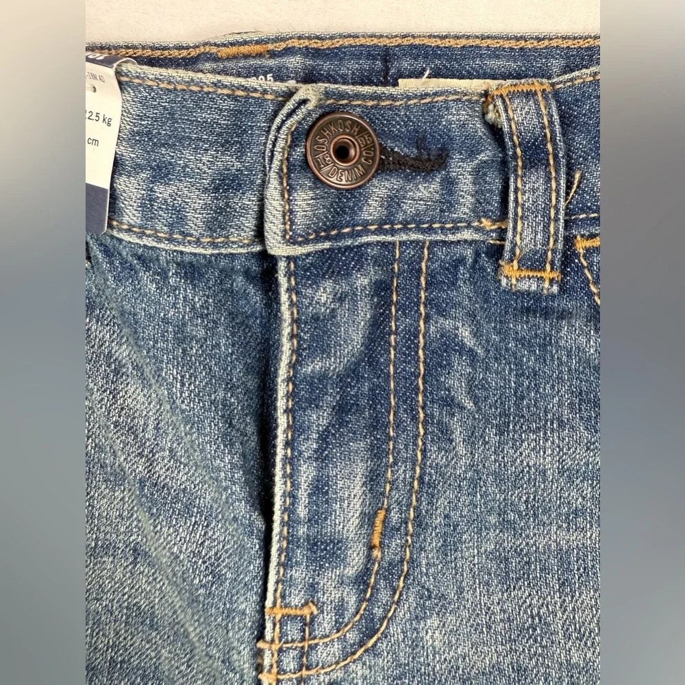 NWT OSHKOSH Boys Straight Jeans 18M Classic Blue Denim‎ Adjustable Waist NEW